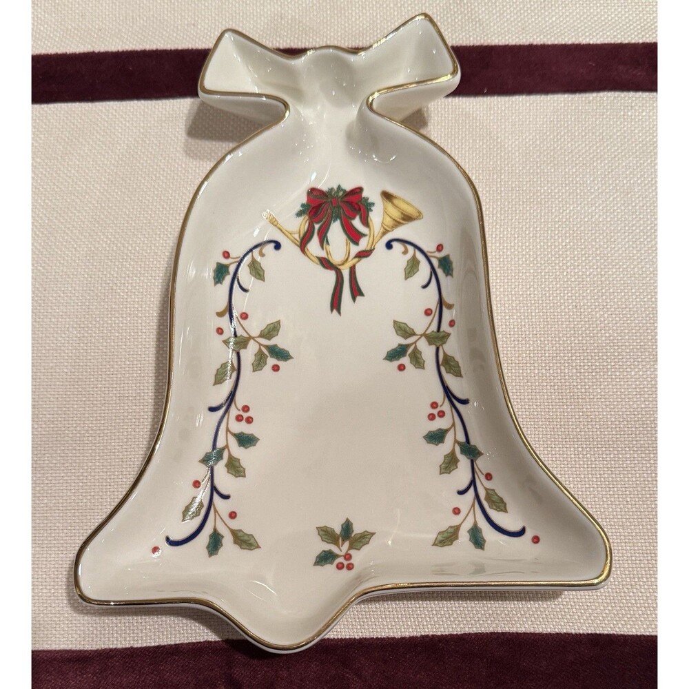 Mikasa Holiday Elegance Christmas Bell Party Candy Nut Dish Fine Porcelain 8.75"